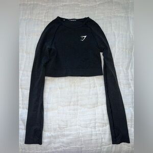 Gymshark Black Fitted Long Sleeve Crop Top